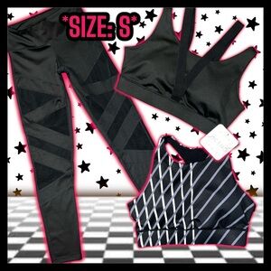 NWT: YELET- 3 Piece Active Wear Bundle- 2 Sports Bras and 1 Pair of Leggings (S)